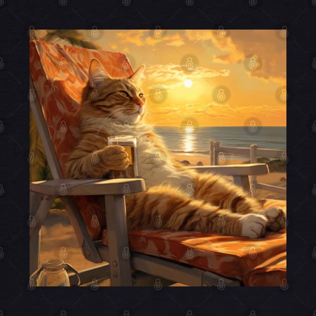 Beachside Bliss - Cat's Summer Siesta by vk09design